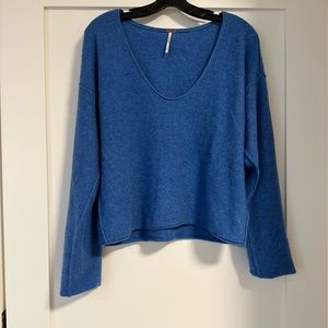 Free People Cashmere Scoop Neck Sweater - royal blue